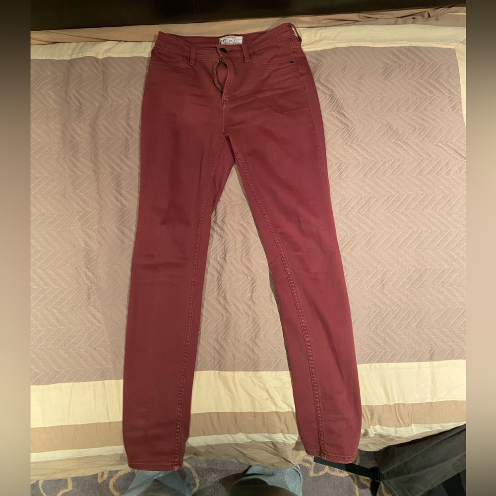 Free People cranberry skinny jeans